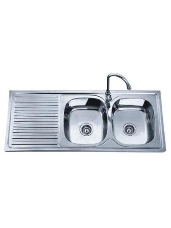 Asahi 1200 x 500 x 155mm Stainless Steel Kitchen Sink with Double Bowl & Single Tray
