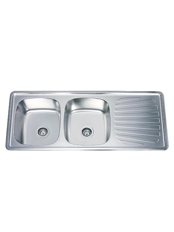 Asahi 1160 x 500 x 180mm Stainless Steel Kitchen Sink with Double Bowl & Single Tray
