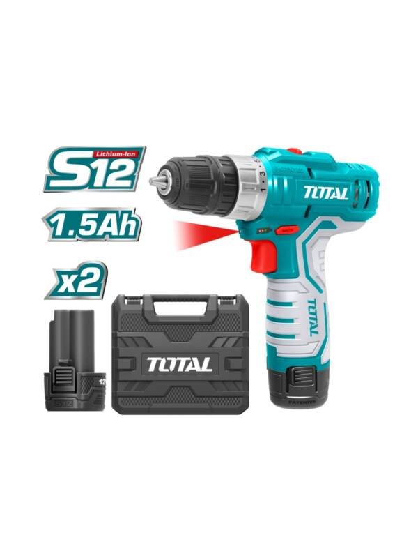 Total 12V Lithium-Ion Cordless Drill with 2 Pcs Battery
