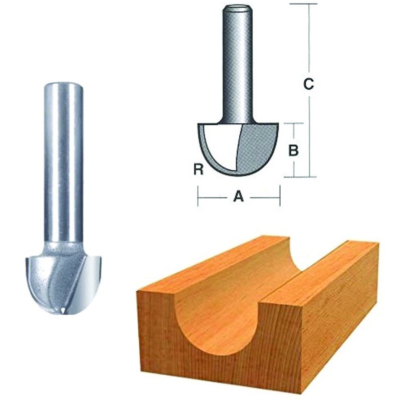 Core Box Bit Dia 9.5mm, 12.7mm, Shank 6mm Core Box Bit Dia 9.5mm, 12.7mm, Shank 6mm