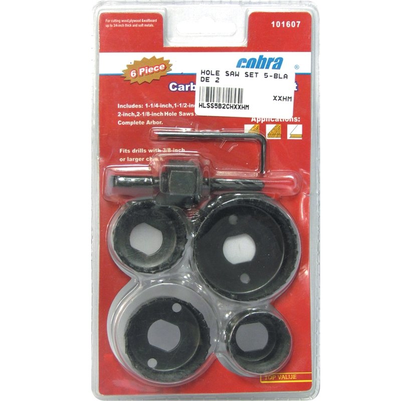 Hole Saw Set 1.1/4", 1.1/2", 2", 2.1/8", + ARBOR