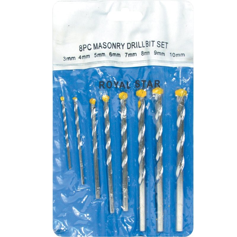 Masonry Drill Bit Set 3, 4, 5, 6, 7, 8, 9, 10 MM.