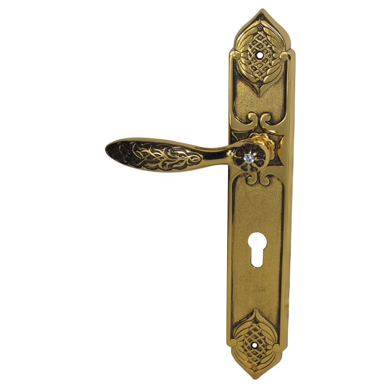 BROWN WITH "SWAROVSKY" CRYSTALS Brass Lever Handle