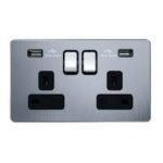 AC408U - 13A 2GANG SWITCHED SOCKET WITH TWIN USB CROME ADMORE